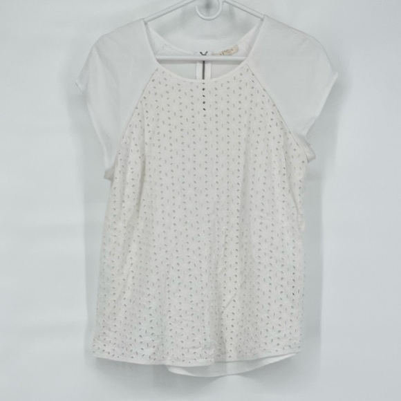 Adiva white eyelet front short sleeve blouse - Picture 1 of 7